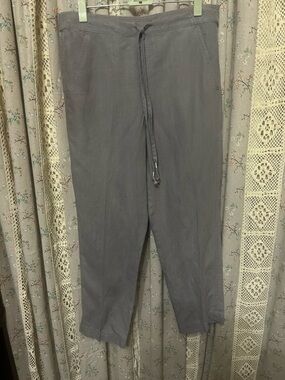 J.Crew Linen Blend Pants Gray Drawstring Elastic Waist Casual Size S